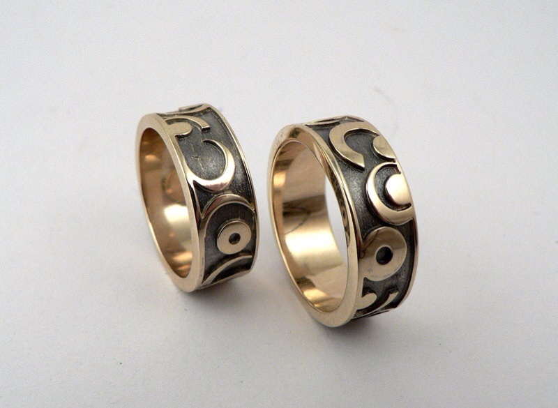 Дизайнерские обручальные кольца с эмалью