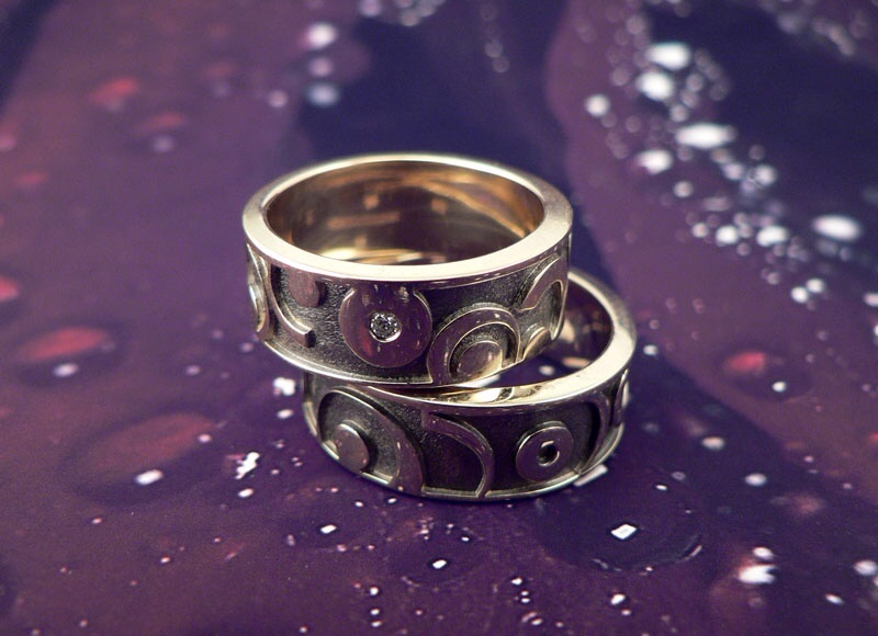 Дизайнерские обручальные кольца с эмалью