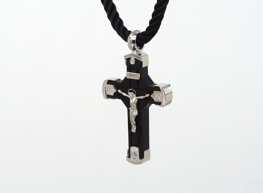 Крест из черного дерева и золота на заказ