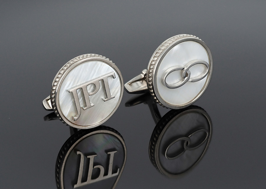 Серебряные запонки с инициалами JPT. Эксклюзивный подарок мужчине