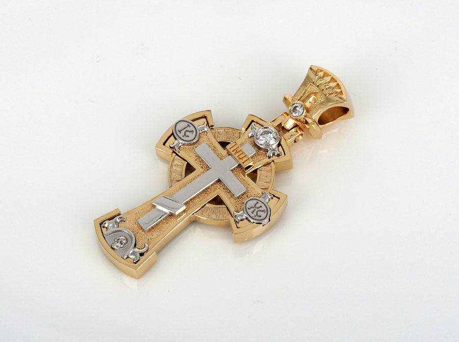 Золотой крест «Благословение». Изготовление мужских крестиков на заказ