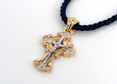 Крест золотой мужской с бриллиантами. Изготовление на заказ